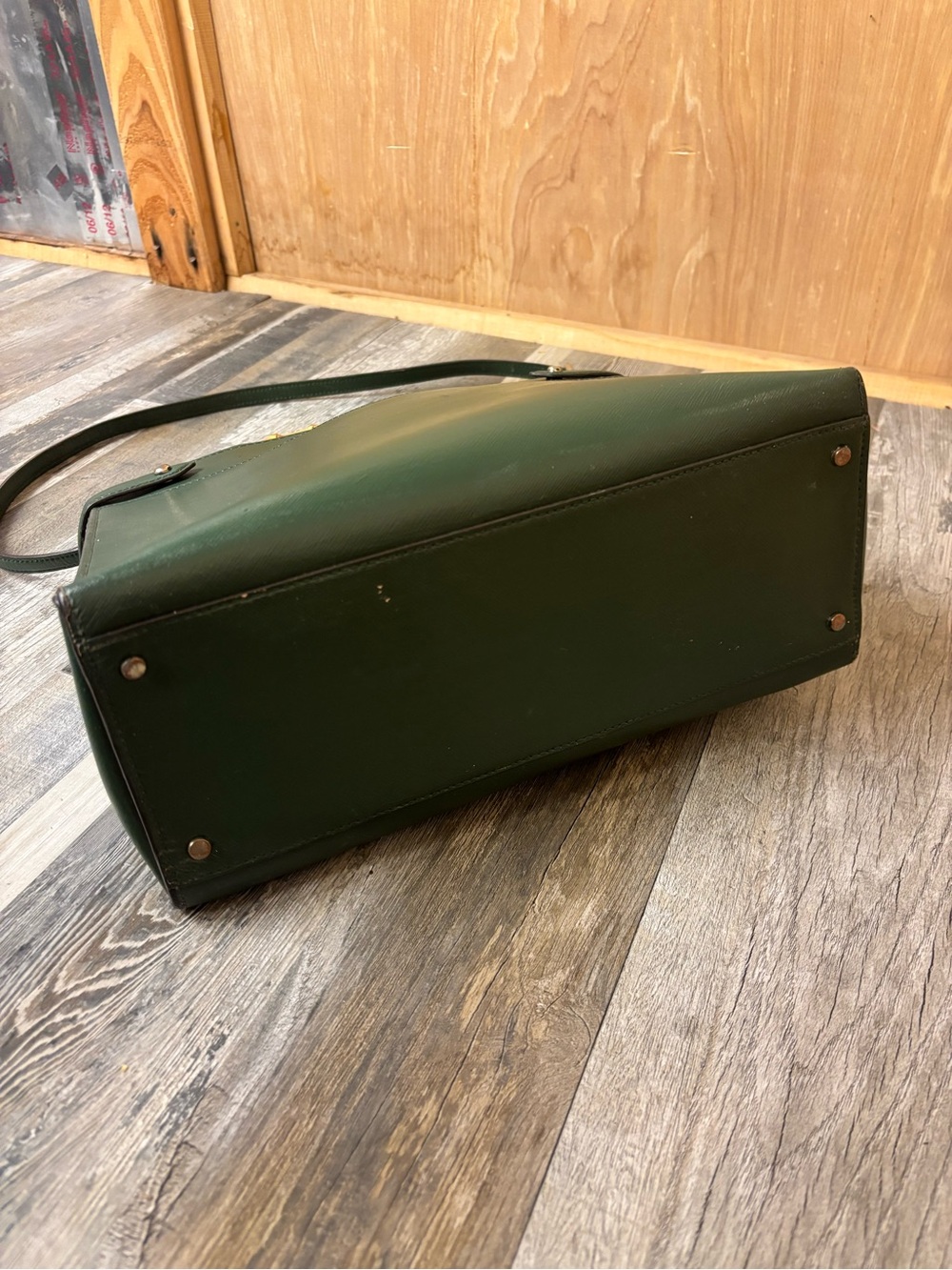 Kate Spade Custom- Hand Painted Dark Green Large Satchel w/ Bamboo Handles - Picture 6 of 9